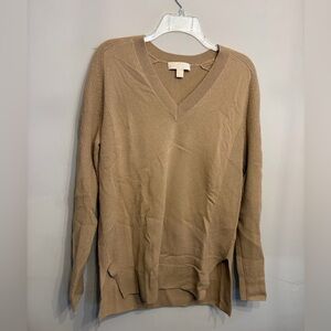 Micheal Kohrs Merino Wool Cashmere Gold V Neck Sweater Size M